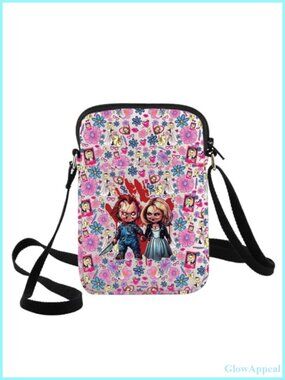 Canvas Crossbody Bag 3D Printed Horror Shoulder Bag Casual